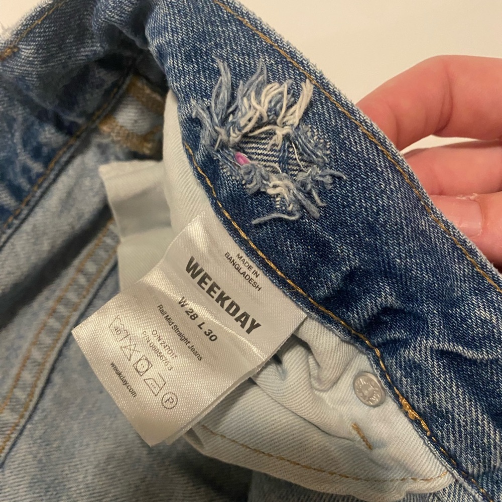 Weekday Rail Relaxed Fit Straight Leg Blue Jeans 28 View 3